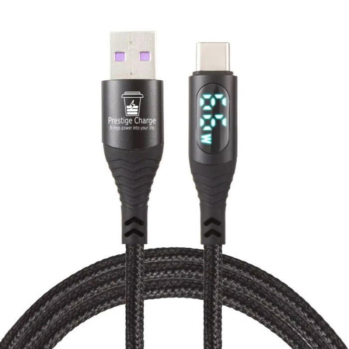 Cablu Date si Incarcare Rapida 66W, PRESTIGE CHARGE&reg;, cu Display, FastCharge 20V3A, pentru Iphone 15 &amp; 16, Samsung, Universal, Cip Inteligent Limitare