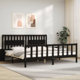 VidaXL Cadru pat cu tăblie 200x200 cm, negru, lemn masiv