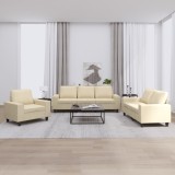 VidaXL Set de canapele, 3 piese, crem, material