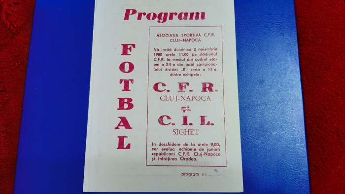 program CFR Cluj - CIL Sighet