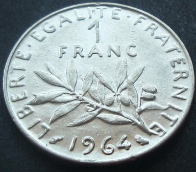 Moneda 1 FRANC - FRANTA, anul 1964 *cod 1708 foto