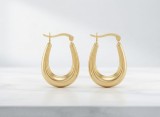 Cumpara ieftin Cercei Placati cu Aur Chunky Teardrop Hoops , Linii Sculpturale E i Rafinament Minimalist