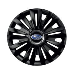 Set 4 capace roti Royal Negru Cu Inel Cromat pentru gama auto Subaru, R16