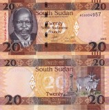 Sudanul de Sud 20 Pounds 2015 UNC Bancnota Africa Ne-circulata