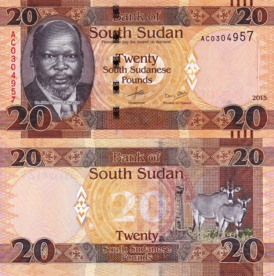 SUDANUL DE SUD 20 pounds 2015 UNC!!! foto