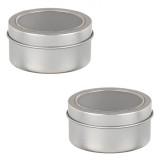 Set Cutițe Metalice, Fereastră Transparentă, 2 Buc, Argintiu, Dimensiuni 6x3 cm, Oem