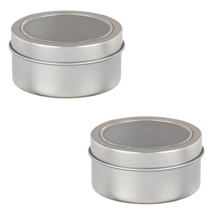 Set Cutițe Metalice, Fereastră Transparentă, 2 Buc, Argintiu, Dimensiuni 6x3 cm