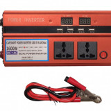 Invertor convertor 12v la 220V 1600W varf 3000w, 3 prize, 4 USB, afisaj dublu