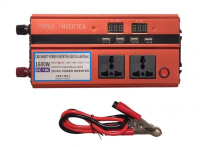 Invertor convertor 12v la 220V 1600W varf 3000w, 3 prize, 4 USB, afisaj dublu foto