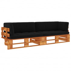 Canapea din paleti 2 locuri cu perne maro miere lemn pin tratat GartenMobel Dekor foto