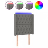 Cumpara ieftin Tablie de pat cu LED, gri inchis, 83x16x118/128 cm, textil