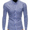 Camasa pentru barbati, albastru deschis, cu model, slim fit, casual, buzunar piept, cu guler - k394