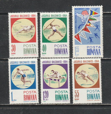 Romania 1964 - #586 Jocurile Balcanice de Atletism 6v MNH foto