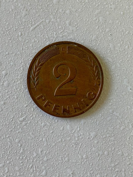 Moneda 2 PFENNIG - 1964 D - Germania - bronz - KM 106 (210)