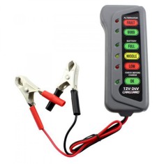 Tester de alternator si baterie acumulator Carguard, afisare LED, pentru autoturisme camioane, tensiune 12 24V