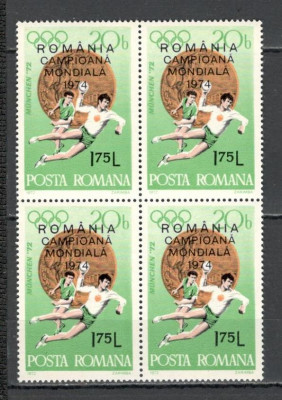 Romania.1974 Campioana mondiala la handbal masculin-supr. bloc 4 YR.566 foto