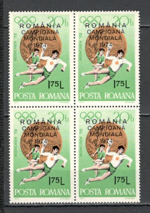 Romania.1974 Campioana mondiala la handbal masculin-supr. bloc 4 YR.566