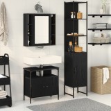 vidaXL Set mobilier baie - Stejar negru, lemn prelucrat