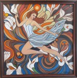 Tablou " Balerina " pictat manual pe p&acirc;nză 50x50 cm