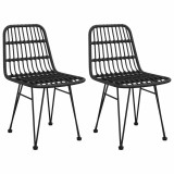 Cumpara ieftin Scaune de gradina 2 buc., negru, 48x62x84 cm, ratan PE