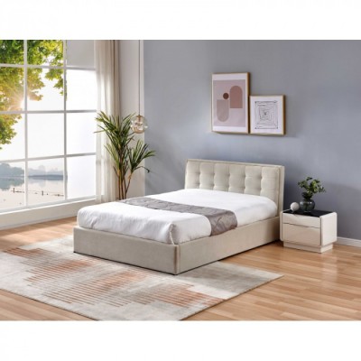 Pat Calypso 180x200 cm Tapitat Stofa Crem Somiera Inclusa (cod ML 1506-01) foto