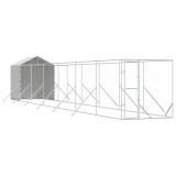 Cumpara ieftin Padoc exterior cu acoperis argintiu 2x14x2,5 m otel galvanizat