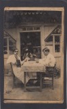 Fotografie format carte postala - Joc de carti pe terasa Gradina Costica - posibil Bucuresti