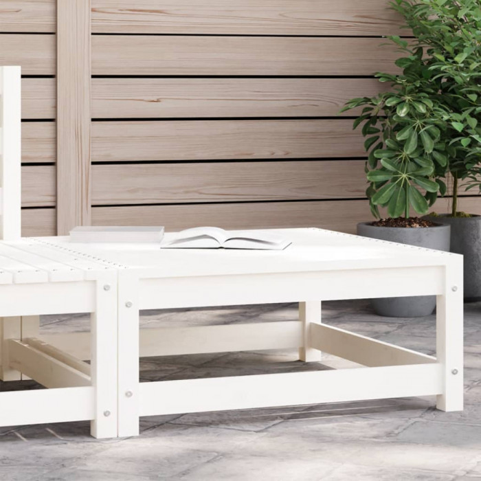 vidaXL Taburet de grădină, alb, 70x70x30 cm, lemn masiv de pin
