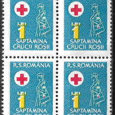 România - 1977 - Săptămâna Crucii Roșii - bloc x4 - serie neuzată (RO75)