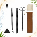 Cumpara ieftin Kit Curatare Acvariu Sofia CONCEPT 4 Bucati Otel Inoxidabil Negru Husa Depozitare Aquascaping Instrumente Precizie