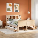 Cumpara ieftin Pat cu bibliotecă fără saltea, 160x200 cm, lemn masiv de pin