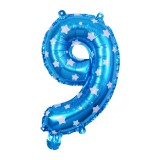 Balon din folie metalizata flippy, figurina cifra, imprimeu stele, tema aniversare 80 cm, ambalaj individual, pai inclus, umflare cu aer sau heliu, al