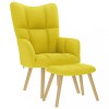 VidaXL Scaun de relaxare cu taburet din material galben deschis 4016787