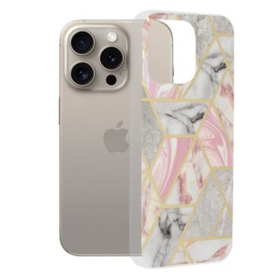 Husa pentru iPhone 15 Pro Max - Techsuit Marble Series - Pink Hex foto