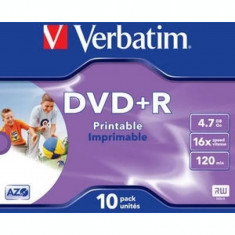 DVD+R VERBATIM 4.7GB 120min viteza 16x set 10 buc Single Layer carcasa printabil &amp;amp;quot;Wide Inkjet Printable&amp;amp;quot; &amp;amp;quot;43508&amp;amp;quot; foto