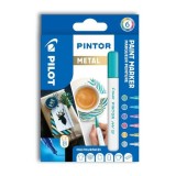 Set markere cu vopsea Pilot Pintor culori metalice varf EF Set Pintor metal mix 6 culori EF Pilot