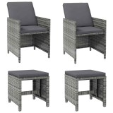Cumpara ieftin Set scaune de gradina si taburet, 4 piese, gri, poliratan