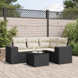 vidaXL Set mobilier de grădină cu perne, 5 piese, negru, poliratan 3222515