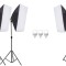 Kit de 3 softboxuri, 3 trepiezi reglabili 200 cm, 3 becuri LED 25W