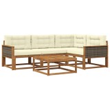 vidaXL Set de canapele de exterior cu pernă 5 pcs Natural și Crem 3382538