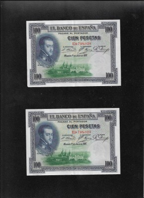 Spania 2 x 100 pesetas 1925 xf consecutive foto