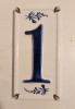 Placa ceramica cu numar de casa, nr. 1, frumos decorata, 15x7.5cm
