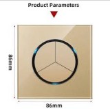 Intrerupator smart, gama lux, UE standard, Tuya Smart life, Wifi 2, 4GHz+bluetooth, 3 butoane, panou de sticla, compatibil cu Alexa si Google Assistan