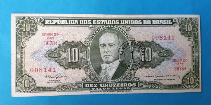 10 Cruzeiros nedatata anii 1970 Bancnota veche Brazilia - SUPERBA