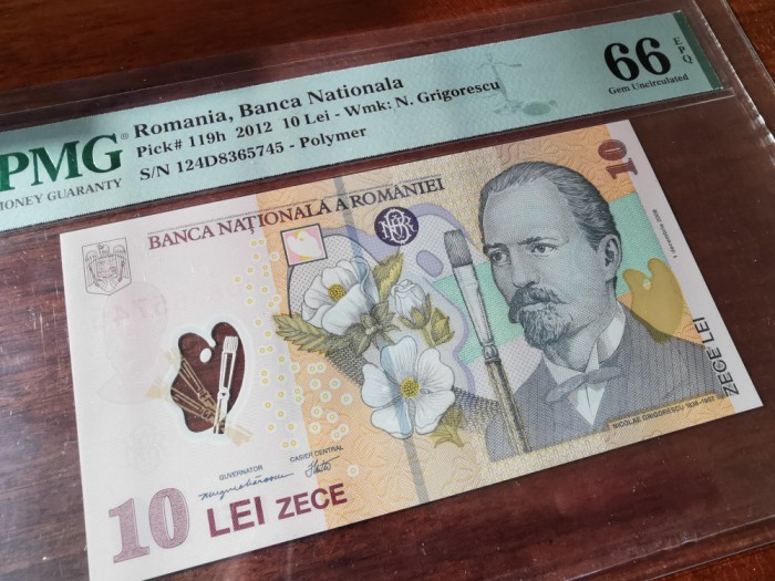 Bancnota 10 lei 2012, PMG 66EPQ
