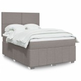 VidaXL Pat box spring cu saltea, gri taupe, 160x200 cm material textil