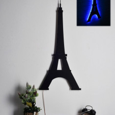 Decoratiune luminoasa LED, Eiffel Tower, MDF, 60 LED-uri, Albastru