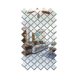 Set 100 Oglinzi Acrilice Autoadezive Patrate 4x4 cm Silver, Decor Dormitor, Sufragerie, Birou, Rezistente Umezeala