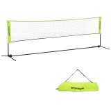 SPORTNOW Plasă de badminton, plasă portabilă, &icirc;nălțime ajustabilă 107-155 cm, cu geantă de transport, cadru metalic, negru, galben | Aosom Romania