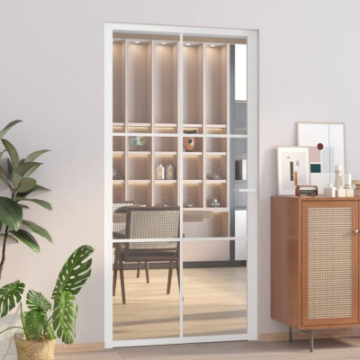vidaXL Ușă de interior, 102,5x201,5 cm, alb, sticlă ESG și aluminiu foto